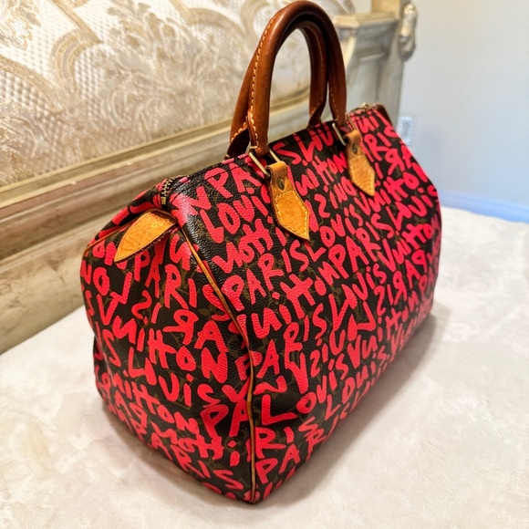 Louis Vuitton Graffiti Pink and Brown Satchel - Picture 2 of 9